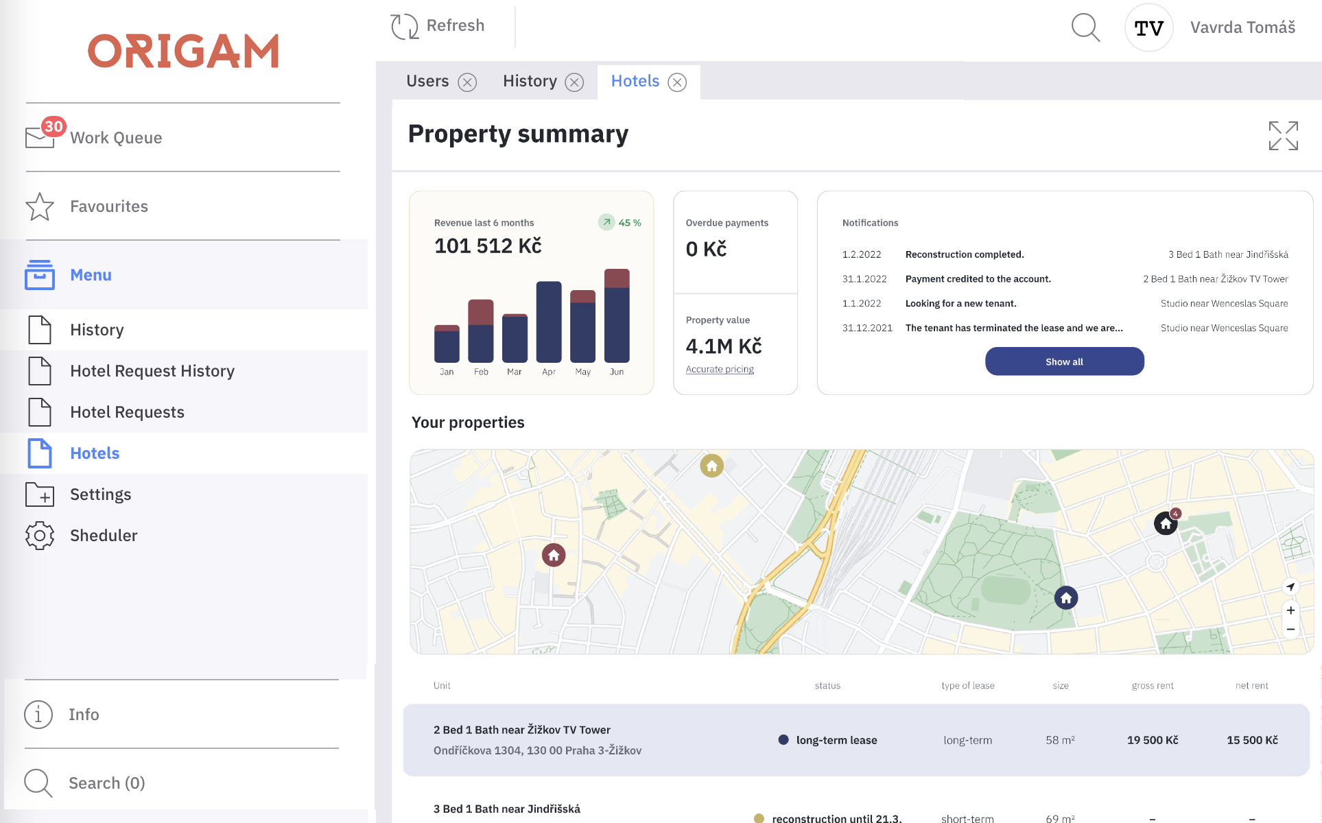 Origam dashboard